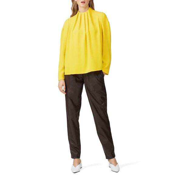 TIBI Bright Yellow Long Sleeve High Neckline Esme Back Zipper Top size 0 - Picture 5 of 15